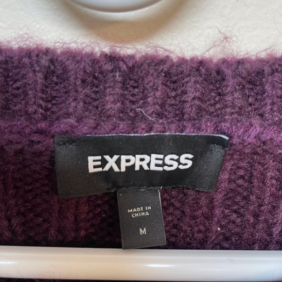 Express Cable Knit Embellished Neckline Sweater - Picture 12 of 14